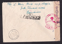 Romania: Cover To Germany, 1944, 2 Stamps, 2x Censored, Chemical Wipe Censor, Label, Rare Cancel, War (minor Damage) - Lettres 2ème Guerre Mondiale