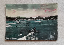 Cartolina Illustrata Fano - Spiaggia, Viaggiata Per Bologna 1953 - Fano