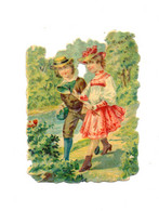 ANCIEN AUTHENTIQUE CHROMO DÉCOUPI - COUPLE FORET PROMENADE - 10 X 7,5 Cm - NEUF - Enfants