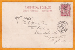 1903 - BFE - 10 C Mouchon Sur Carte Postale De Port Said Vers Weymouth, Angleterre - Le Vésuve, Naples - Briefe U. Dokumente