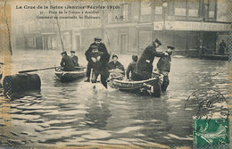 Station Asnières  Canots Transport Crue Seine 1910. Flood . Biere Moulineaux - Other & Unclassified