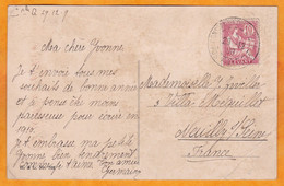 1909 - BFE - 10 C Mouchon Sur CP De Constantinople Pera Vers Neuilly Sur Seine - Carte De Voeux : Colley - Cartas & Documentos