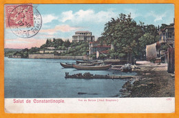 1907 - BFE - 10 C Mouchon Sur CP De Constantinople Pera Vers Paris - Beicos, Haut Bosphore (embouchure) - Covers & Documents