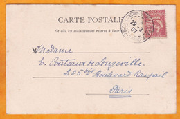 1907 - BFE - 10 C Mouchon Sur CP De Constantinople Pera Vers Paris - Les Murs Byzantins - Lettres & Documents
