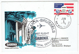 Sabena - 1er Vol - Atlanta-Brussels 1978 - USA- Belgique - First Flight - Cachet Arrivée Verso- U.S. Airmail - Briefe U. Dokumente