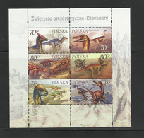 Pologne YT 3586/91  En Feuillet ** Poland Polen Polonia Polska  Dinosaures Animaux Préhistoire - Feuilles Complètes