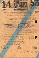 Deutschland 1953 Wuppertal Barmen > Elberfeld 4 Km Edmondson Fahrkarte Boleto Biglietto Ticket Billet - Europe