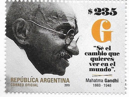 ARGENTINA 2019 MAHATMA GANDHI 1869-1948 PEACE LEADER  INDIA MINT NEVER HINGED - Nuovi