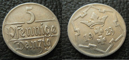 5 Pf 1923. - Danzig - 5 Rentenpfennig & 5 Reichspfennig