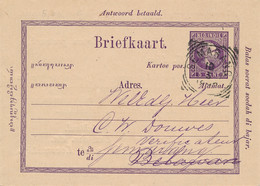 Nederlands Indië - 1882 - 5(+5) Cent Willem III, VraagBriefkaart G2bV Particulier Bedrukt Locomotief Semarang - India Holandeses