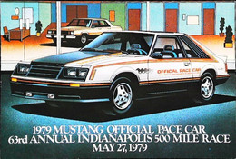 ► FORD  Motor Company Postcard - 1979 Mustang Motor Pace Car - Indianapolis 500 Race - IndyCar