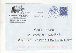 Enveloppe Prêt à Poster FRANCE 20g Oblitération LA POSTE 09189A 24/07/2012 - PAP: Ristampa/Logo Bleu
