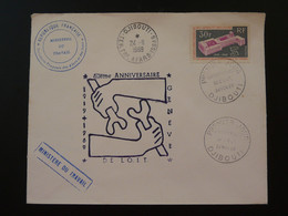 Lettre FDC 50 Ans OIT ILO Djibuti Afars & Issas 1969 (ex 2) - Briefe U. Dokumente