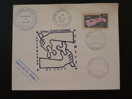 Lettre FDC 50 Ans OIT ILO Djibuti Afars & Issas 1969 (ex 3) - Briefe U. Dokumente