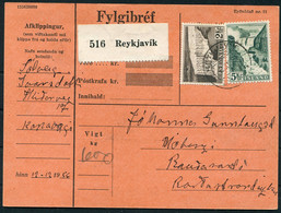 1956 Iceland Parcelcard Fylgibref Reykjavik / Patreksfjordur - Briefe U. Dokumente