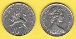 GREAT BRITAIN  10 NEW PENCE 1974 (KM # 912) #6232 - 10 Pence & 10 New Pence