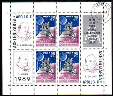 ROMANIA 1969 Apollo 11 Moon Flight  Block Used.  Michel Block 72 - Blocks & Kleinbögen