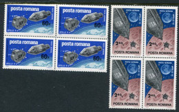 ROMANIA 1969 Apollo 9 And 10 Spacecraft Blocks Of 4 MNH / **  Michel 2779-80 - Unused Stamps