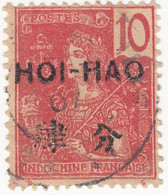 HOI-HAO - 1906 - N° YT 36 10c Rouge -timb.Indochine De 1892-1904 - Surcharge HOI-HAO - Valeur Monnaie Chinoise - Oblit. - Usati