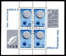 ROMANIA 1969 Apollo 8 Moon Landing  Block  Used.  Michel Block 69 - Gebruikt