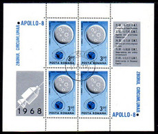 ROMANIA 1969 Apollo 8 Moon Landing  Block  Used.  Michel Block 69 - Oblitérés