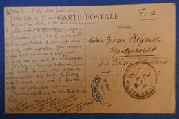 A80 MAROC BELLE CARTE 1918 FRANCHISE MILITAIRE POUR MONTGEROULT FRANCE +CACHETS A VOIR - Lettres & Documents