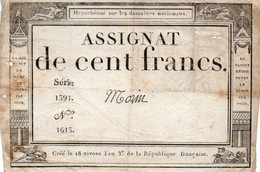 FRANCIA  ASSIGNAT 100 FRANCS 1795 P-A78 - ...-1889 Circulated During XIXth