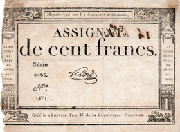 FRANCIA  ASSIGNAT 100 FRANCS 1795 P-A78 - ...-1889 Anciens Francs Circulés Au XIXème