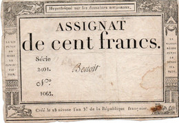 FRANCIA  ASSIGNAT 100 FRANCS 1795 P-A78 - ...-1889 Circulated During XIXth