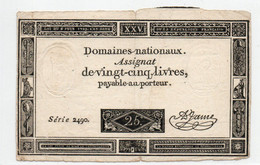 FRANCIA  ASSIGNAT 25 LIVRES 1793 P-A-71 - ...-1889 Anciens Francs Circulés Au XIXème