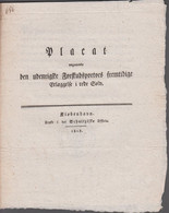 1818. DANMARK. Beautiful PLACAT, Angaaende Den Udenrigste Forskudsportoes Fremtidige ... () - JF410168 - ...-1851 Voorfilatelie