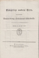1808. DANMARK. Fine Open Royal Letter Kongeligt Aabent Brev Angaaende Dannebrog-Orden... () - JF410183 - ...-1851 Prephilately