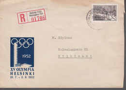 1952. SUOMI FINLAND. Cover XV OLYMPIA HELSINKI 1952 Stadium Print And Cancelled HELSI... (Michel 259) - JF410191 - Lettres & Documents