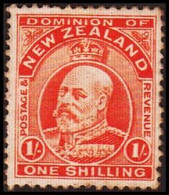 1909-1916. New Zealand. Edward VII ONE SHILLING  Perf. 14. Hinged. (MICHEL 130C) - JF410372 - Ungebraucht