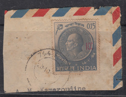 Postal Used On Piece, India Nehru Ovpt. I.C.C. FPO 744 Cancelation, India Military, 1965 ICC - Franchise Militaire