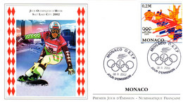 " J.O. DE SALT LAKE CITY " Sur Enveloppe 1er Jour De 2002 De Monaco. N° YT 2337. FDC - Winter 2002: Salt Lake City