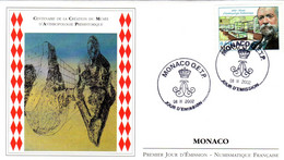 ✅ " 100 ANS DU MUSEE D'ANTHROPOLOGIE PREHISTORIQUE " Sur Enveloppe 1er Jour De 2002 De Monaco. N° YT 2339. FDC - Prehistoria