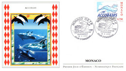" ACCOBAMS / DAUPHINS " Sur Enveloppe 1er Jour De 2002 De Monaco. N° YT 2342. Parfait état. FDC - Dauphins