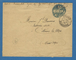 LETTRE EN FRANCHISE DE GRANS POUR COLMARS LES ALPES CACHET 3 INFANTERIE DEPOT - Guerre De 1914-18