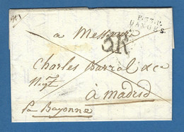 LETTRE P33P GANGES 1827 POUR MADRID - 1801-1848: Precursori XIX