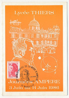 Carte Souvenir - Cachet Temporaire "150eme Anniversaire De La Mort D'Ampère - Lycée Thiers - Marseille - Juin 1986" - Gedenkstempel