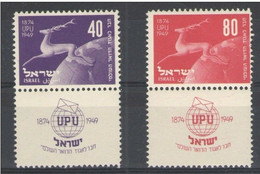 ISRAELE 1950 UPU ** MNH - Nuovi (con Tab)