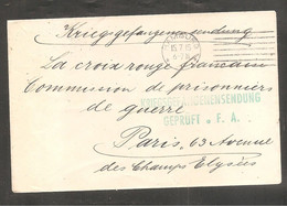 Enveloppe   Oblit    HAMBURG     1915 Pour La Croix Rouge  Prisonniers De Guerre - Andere & Zonder Classificatie