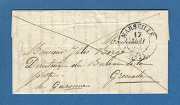 BOUCHES DU RHONE MARSEILLE  FRANCHISE POUR DIRECTEUR DE LA POSTE GRENADE HAUTE GARONNE - 1801-1848: Précurseurs XIX