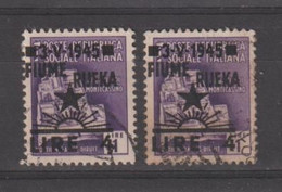 FIUME - OCC. JUGOSLAVA:  1945  SOPRASTAMPATI  -  £. 4 / £. 1  VIOLETTO  US. -  RIPETUTO  2  VOLTE  -  SASS. 15 - Occup. Iugoslava: Fiume