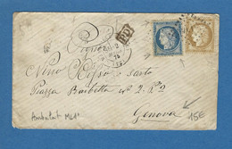 BOUCHES DU RHONE MARSEILLE GARE 60 + 59 POUR GENES - 1849-1876: Classic Period