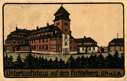 Oberwiesenthal, Unterkunftshaus Auf Dem Fichtelberg, Steindruck AK, Um 1920 - Oberwiesenthal