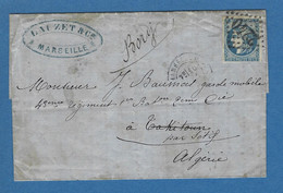 BOUCHES DU RHONE MARSEILLE N° 45 POUR UN GARDE MOBILE A SETIF ALGERIE - 1849-1876: Periodo Classico