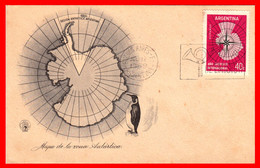 TARJETA CAMPAÑA ANTARTIDA AÑO 1958  TARJETA CON SELLO DEL AÑO GEOFISICO Y CON EL MAPA DE LA ZONA ANTARTICA - Buenos Aires (1858-1864)