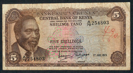KENYA P6d 5 SHILLINGS 1973   #A/79     FINE  Writings  NO P.h. - Kenya